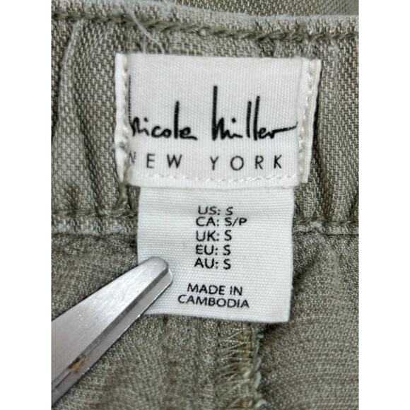 Nicole Miller Cargo Pants Womens Small Olive Green Linen Lyocell Utility Joggers - Picture 8 of 13